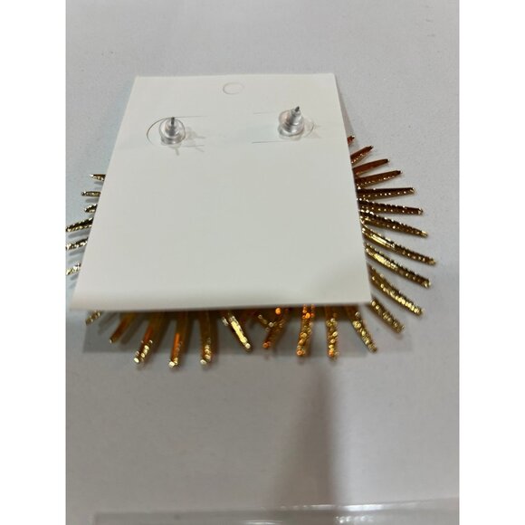 Gold palm leaf statement earrings - Picture 2 of 5